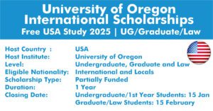 University of Oregon International Scholarships